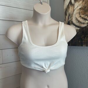 White Ribbed Crop Top